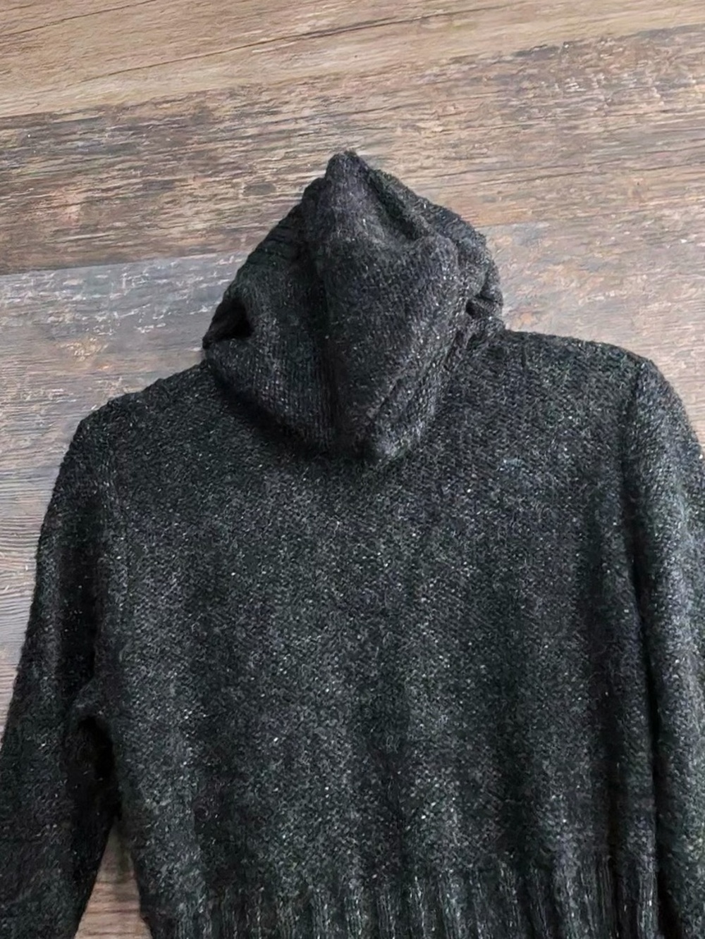 Motherhood Maternity Black Hooded Cable-Knit Button Cardigan with Belt - Picture 3 of 10
